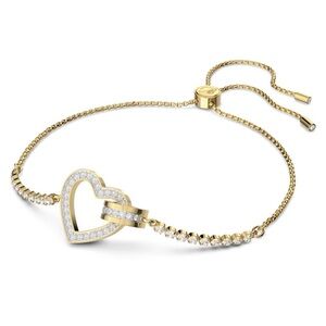 NWT! Swarovski Gold Heart Bracelet with Crystal Accents